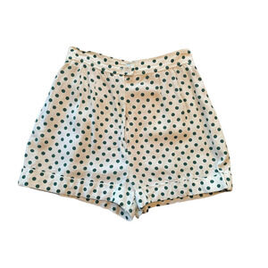 Country Set Womens Polka Dot Shorts White Green High Waisted Button Zip 23W XXS